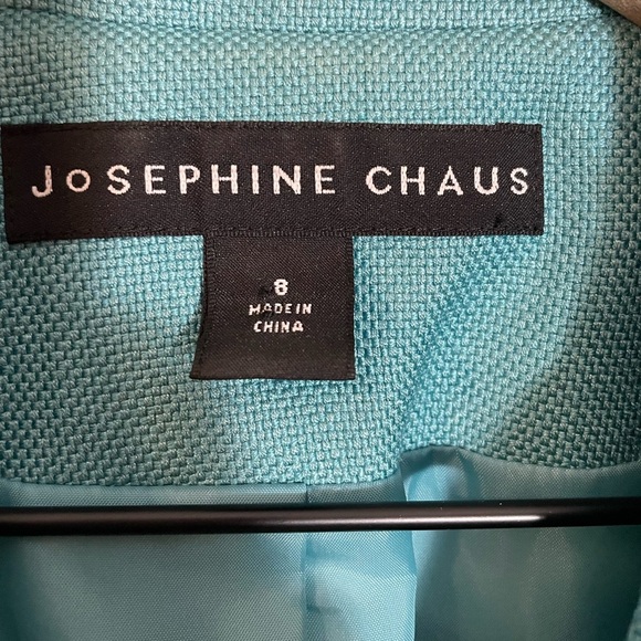 Josephine Chaus Silk Two Piece Suit Blazer Size 8. Skirt Size 10 Aqua Blue/Teal - Picture 2 of 14